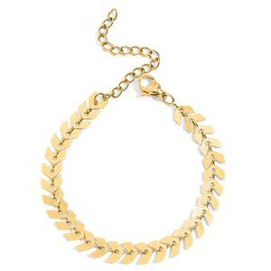 18K PVD Gold Herringbone Bracelet – Water & Tarnish-Resistant & Hypoallergenic